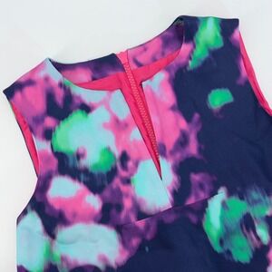 Kate Spade New York Abstract Watercolor Floral Shift Dress Navy Pink Green Sz 4